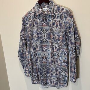 Eton Blue and White Paisley Button Down Shirt. Like new. 16" neck